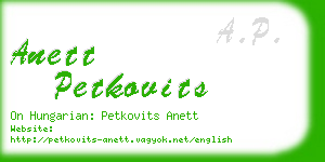 anett petkovits business card